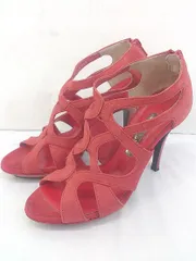 ◇ DIANA ダイアナ オープントゥ ピンヒール サンダル サイズ24 レッド レディース  【中古】 【1205170001607】