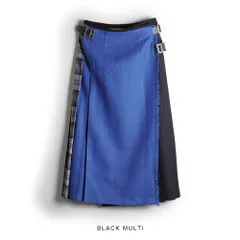 O'neil of Dublin オニールオブダブリン 別注 マルチコンボ ウーステッドウール キルトスカート ロングスカート  巻スカート ロング丈/BLACK MULTI/8 T1248122FW