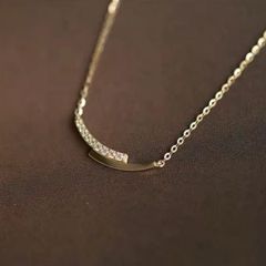 148N【高級感】スマイルCZダイヤネックレス K18コート ゴールド 上品 