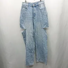 ◇ Θ GRL グレイル サイドカット ワイドデニムパンツ サイズM ライトブルー レディース E  【1502030020700】