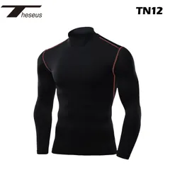 【 THESEUS 】 テセウス  TN12 ブラックレッド メンズ シャツ インナー 長袖 コンプレッションウェア スポーツ ジム ジョギング ランニング サッカー ウェア ゴルフ スーツ 下着 春 夏 秋 冬 ハイネック 冷感 速乾 軽量 伸縮性