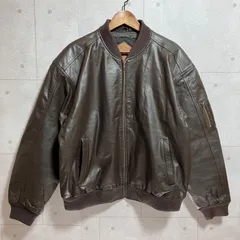 Weekends レザー ジャケット ブルゾン MA-1 ジャケット 本革 リアルレザー アウター L ダークブラウン メンズ SG339-3
