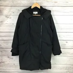 GLOBAL WORK★斜めジップ/ダウンコート【レディースS/黒】フーディー/ダウンジャケット/アウター◆T2K01