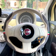 No.552 FIAT500 ステアリングカバー　グレーのサムネイル
