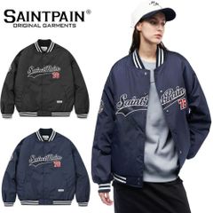 スタジャン SAINTPAIN(セイントペイン) チームロゴ スタジアム ジャケット スタジアム ジャンパー おしゃれ ストリート スケーター パンク ロック ファッション ユニセックス 韓国 K-POP ビックシルエット ミリタリージャケット モード系