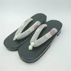 ◇ ⊂ 株式会社 船場室町 花柄 鼻緒 下駄 サイズ23 グレー レディース E  【1503060050835】