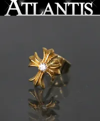 CHROME HEARTS 銀座店 クロムハーツ 22K No2 CHクロス スタッド アフターダイヤ ピアス メンズ ゴールド 100027