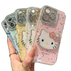 スマホケース かわいい　5色選択可　キティ柄  可愛い 落下防止 iPhone12　iPhone13 iPhone14 iPhone15　 iPhone16 キティちゃん　キラキラ