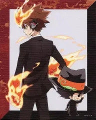 【中古】キャンバスボード・キャンバスアート 沢田綱吉＆リボーン キャンバスボード 「くじメイト×DRAW!DRAW! 家庭教師ヒットマンREBORN! オンラインくじ 描き下ろし 戦う背中ver.」 B-1賞