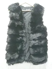 ■ ⊇ Elem フェイクファー ベスト サイズM ブラック レディース P  【1407100015801】