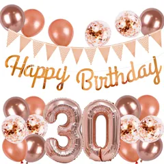 【人気商品】誕生日 誕生日 数字 バルーン 付け バルーン 約100cm ハッピー ローズゴルード バースデー HAPPY BIRTHDAY 40inch ガーランド 12inch ローズゴルード 大きい 風船18pcs 飾り付け セット セット 子供 女の子