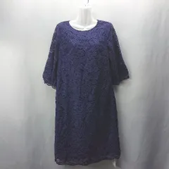 ◇ ◎●未使用● ⊂ darial　ダリアル 花柄 七分袖 膝丈 ワンピース サイズLL ネイビー系 レディース E  【1410100023776】