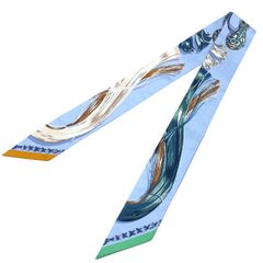 エルメス HERMES ツイリー　CAVALCADES ブルー シルク レディース スカーフ