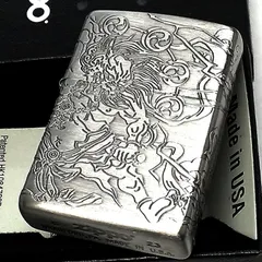 ZIPPO 和柄 風神雷神 ジッポ ライター アンティークニッケル 4面連続加工 かっこいい 彫刻 シルバー 4面加工 お守り 神様 ニッケル古美 渋い メンズ プレゼント ギフト