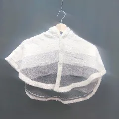 ◇ gelato pique 起毛 ボーダー柄 フード ストレッチ ボタン 胸ポケット - ポンチョ サイズ80-90 ホワイト レディース E  【1309250026082】