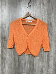 ZARA ザラ かぎあみ カーディガン sizeM/オレンジ ■◆ レディース