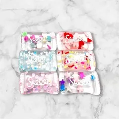 【6個】　デコパーツ　飴　キャンディ　ホイップデコ　トレカケース　ヘアピン　ハンドメイド　貼り付けパーツ　クリア