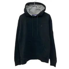 Champion 無地 スウェット パーカー M ブラック チャンピオン 裏起毛 ワンポイントロゴ刺繍 袖ワッペン 古着卸 アメリカ仕入 a709-5265