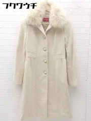 ■ Apuweiser-riche アプワイザー リッシェ アンゴラ混 フォックスファー 長袖 コート サイズ1 ベージュ レディース  【1002802191381】