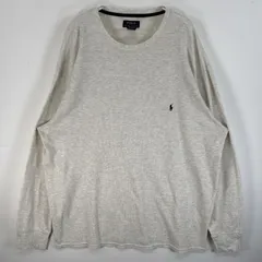 古着 ポロ・ラルフローレン POLO RALPH LAUREN 長袖Tシャツ サーマル ワッフル ロゴ 刺繍 クルーネック 3X  グレー 無地 メンズ
