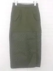 ◇ COLLAGE GALLARDAGALANTE キルティング 切替 オトナ女子 ロング ナロー スカート サイズF カーキ レディース P  【1305240007284】