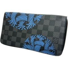 【LOUIS VUITTON/ルイ・ヴィトン】ジッピーオーガナイザー クリストファーネメス ダミエグラフィット N41683 長財布 PVC ブラック/ブルー メンズ 【中古】【真子質店】【BL】