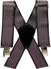 haoa サスペンダー メンズサスペンダー X型50mm幅広 長さ最大110cm 男女兼用 4クリップ 安定感 のX型幅広ゴムベルト 調節可能 大き目クリップ しっかりホールド エンジ 縞柄( エンジ（縞柄）,  Free Size)