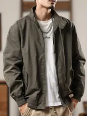 種類18：F：4XL/アーミーグリーン 春 コーデ メンズ  服 シンプル ファッション オシャレ 大人 かっこいい 大きいサイズ ストリート 紳士服  アメリカン レトロ ワークウェア ジャケット スタンドカラー カジュアル トップス パイロット 