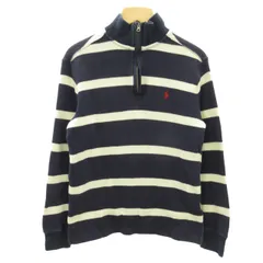 ポロ バイ ラルフローレン Polo by Ralph Lauren ハーフジップニット カットソー スウェット ポニーロゴ ボーダー キッズ 紺 ネイビー 白 ホワイト L 約160cm レディース約S相当 0120
