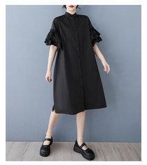 モード系  ニューデザイン  大きいサイズ フリル袖　個性  ワンピース　レディース 春夏　 新品 半袖　シャツ