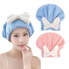 【人気商品】ヘアターバン ヘアターバン ヘアタオルキャップ かわいい 帽子 蝶結び ジム 洗顔 お風呂 シャワーキャップ 髪タオル ヘアドライ 水分吸収 速乾吸水 大人 大人 2枚組 速乾 ヘアキャップ タオル 髪の毛 タオルキャップ 髪 吸水タオル