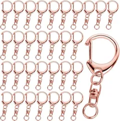 ENN LLC キーホルダー金具 ワンタッチキーホルダー 回転カン 丸カン付き ハンドメイド 100個入( ローズゴールド)