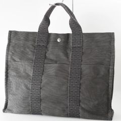 HERMES エルメス エールライン トートMM トートバッグ ハンドバッグ ナイロン キャンバス グレー ブラック ユニセックス レディース メンズ （226）