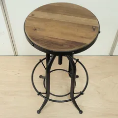 ♪ 古材製 カウンタースチェア ［幅38cm］　　　　バーチェア ハイチェア 高さ調整可 ブルックリンスタイル ヴィンテージ カフェ 飲食店 バー BARのサムネイル