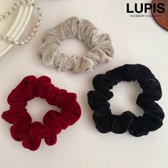 ヘアアクセサリー ヘアゴム シュシュ ベロア調 シンプル シック 40代 大人 高見え 上品 ポニー お団子 ヘアアレンジ 韓国 韓国っぽ lupis ルピス v2650