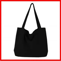 【送料無料 】Aブラック [Volsha] トートバック キャンバス, A4 大容量 トート キャンバス ショルダーバッグ 無地 キャンパストート帆布 男女兼用