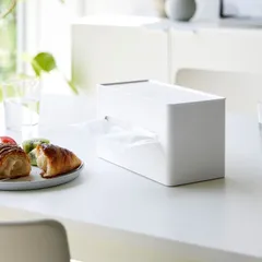 新品 送料無料 ティッシュケース 山崎実業 tower タワー 両面コンパクトティッシュ＆ウェットシートケース ホワイト｜沖縄発送不可【SPORTUS】