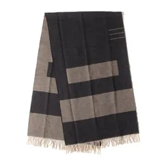 PENDLETON ペンドルトン ネイティブ パターン ウール ニット フリンジ マフラー 大判 ストール スカーフ USA製THE PORTLAND COLLECTION ポートランドコレクション ライトブラウン ネイビー USA製のサムネイル