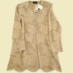 未使用！【イタリア製】LIOLA レース カーディガン｜長め丈｜ベージュ