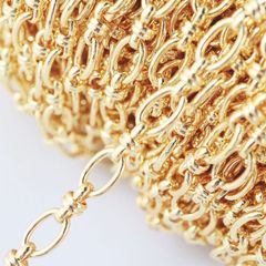 真鍮製 14KGF 8の字 連結チェーン アクセサリーチェーン ハンドメイド アクセサリー パーツ 切り売り 約18cm