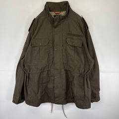 古着  TACTICAL ワークジャケット フルジップ ワンポイント リップストップ 大きいサイズ XXL  グリーン系 メンズ