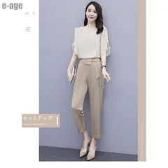 セットアップ レディース 夏 パンツスーツ トップス ブラウス ガウチョパンツ シフォン 3点セット おしゃれ オフィス 通勤 OL カジュアル 