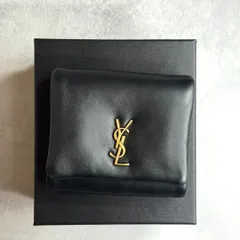 【現行/美品/付属品完備】YSL SAINT LAURENT サンローラン / カリプソコンパクトウォレット ラムレザー ブラック CALYPSO 764000AACX71000