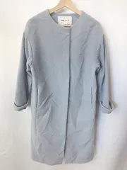 ◇ NATURAL BEAUTY BASIC ロング丈 シンプル くすみカラー 長袖 ノーカラー コート サイズS ブルー系 レディース E  【1405140037906】