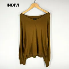 INDIVI インディヴィ Vネック ドレープ ウォッシャブル ウール カシミヤ ニット 長袖 セーター キャメル