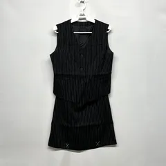 レディーススーツ ベスト スカート 黒 ストライプ 5号 5AR58 小さいサイズ 事務服☆CTR-63☆