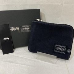 PORTER×Stussy　コインケース　限定　財布　ウォレット　L字ラウンド STUSSY - stussy PORTER コラボ ウォレット ネイビーの通販 by