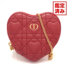 Christian Dior クリスチャンディオール ハート カナージュ レザー チェーンショルダーバッグ レッド