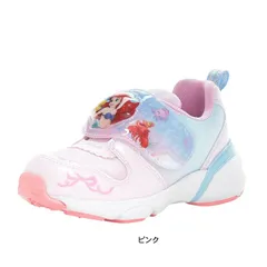 光る靴 ムーンスター キッズ スニーカー 女の子 ピンク(アリエル) パープル(ラプンツェル) サックス(シンデレラ) 通園 ベロクロ マジック 子供靴 ディズニー プリンセス  tmdnc1358le ピンク 16.0cm
