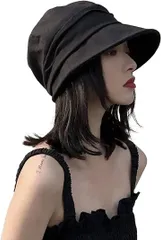 WesRiva 帽子 日除 レディース ワイヤー入り ハット キャスケット( ブラック,  Free Size)